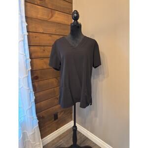 4Flex Black Scrub Top – Size XL – V-Neck – Stretch Fabric – Utility Pockets